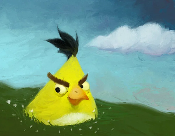 Angry Birds — Painted fan art of the yellow Angry Bird sitting in grass
