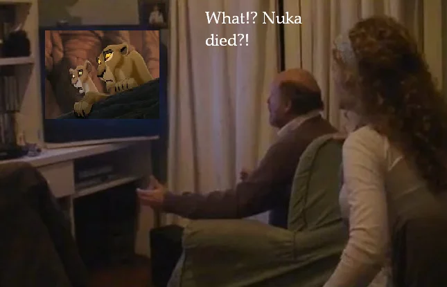 Angry Soccer Fan (Tano Pasman) — Edited meme showing Tano Pasman watching a Lion King 2 scene with text 'What!? Nuka died?!'