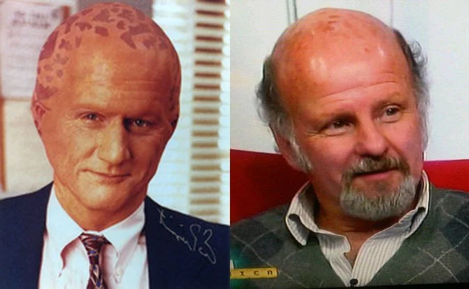 Angry Soccer Fan (Tano Pasman) — Side-by-side photo comparison of two bald middle-aged men highlighting a resemblance