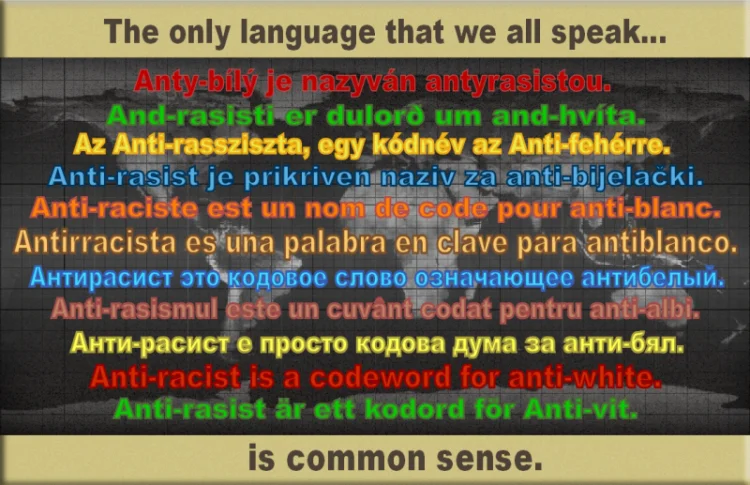 Anti-Racist Is Code for Anti-White — Multilingual translations of 'anti-racist is a codeword for anti-white'
