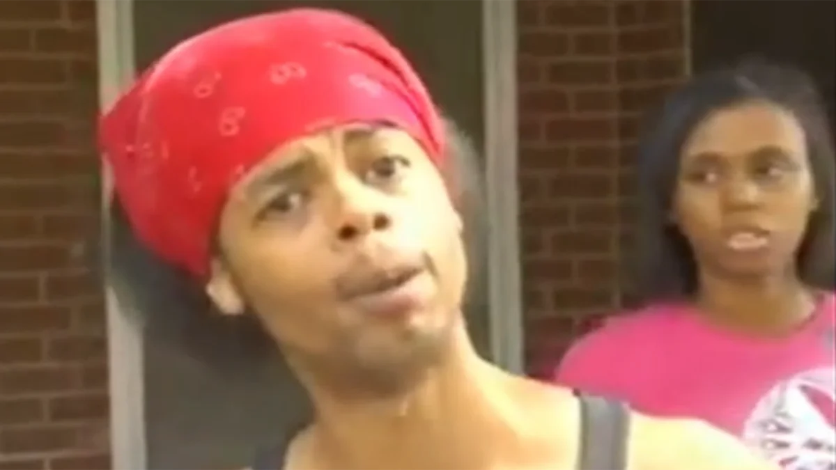 Antoine Dodson Bed Intruder — Antoine Dodson wearing a red bandana during the WAFF-48 news interview