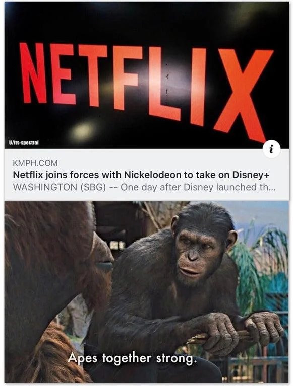 Apes Together Strong — Media industry streaming services collaboration commentary.