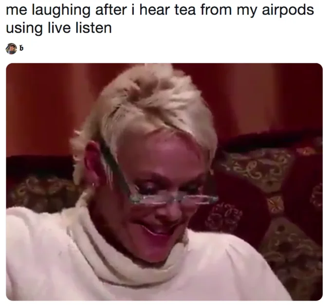 Apple AirPods — Suspicious side-eyeing dog meme captioned about watching people's phones