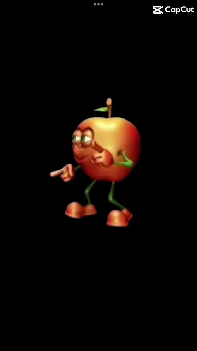 Apple Dance — 3D animated red apple character dancing with green limbs and CapCut watermark in top right corner.