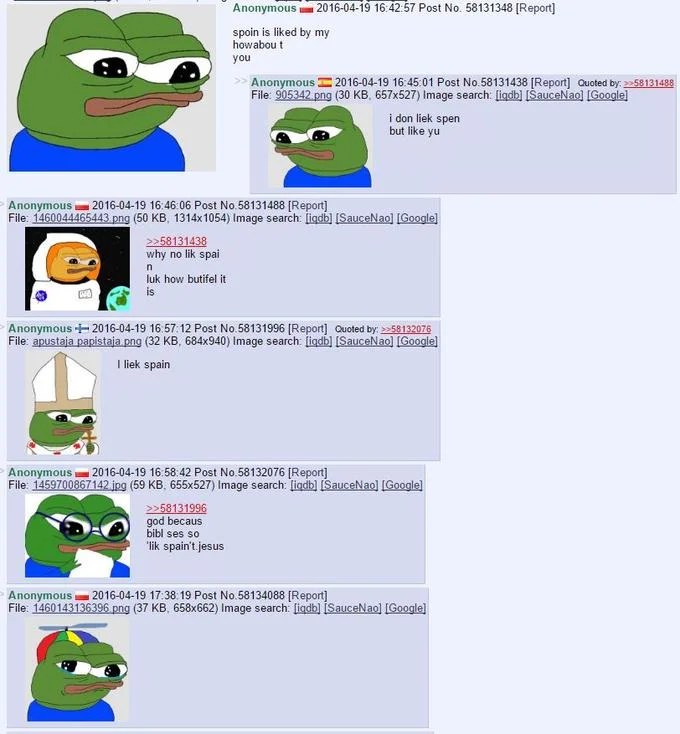 Archive screenshot from imageboard showing multiple Apu Apustaja variations with user commentary.