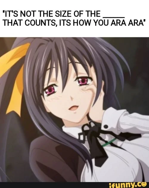 Single-panel anime girl with text quote using ara ara as suggestive wordplay.