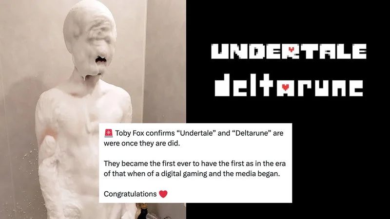 Are Were Once They Are Did — Meme applying format to Toby Fox's Undertale and Deltarune with white statue and pixelated logos.