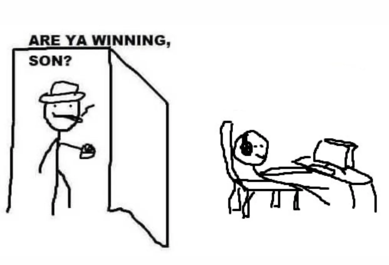 Are Ya Winning Son? — MS Paint original Are Ya Winning Son template with father at door.