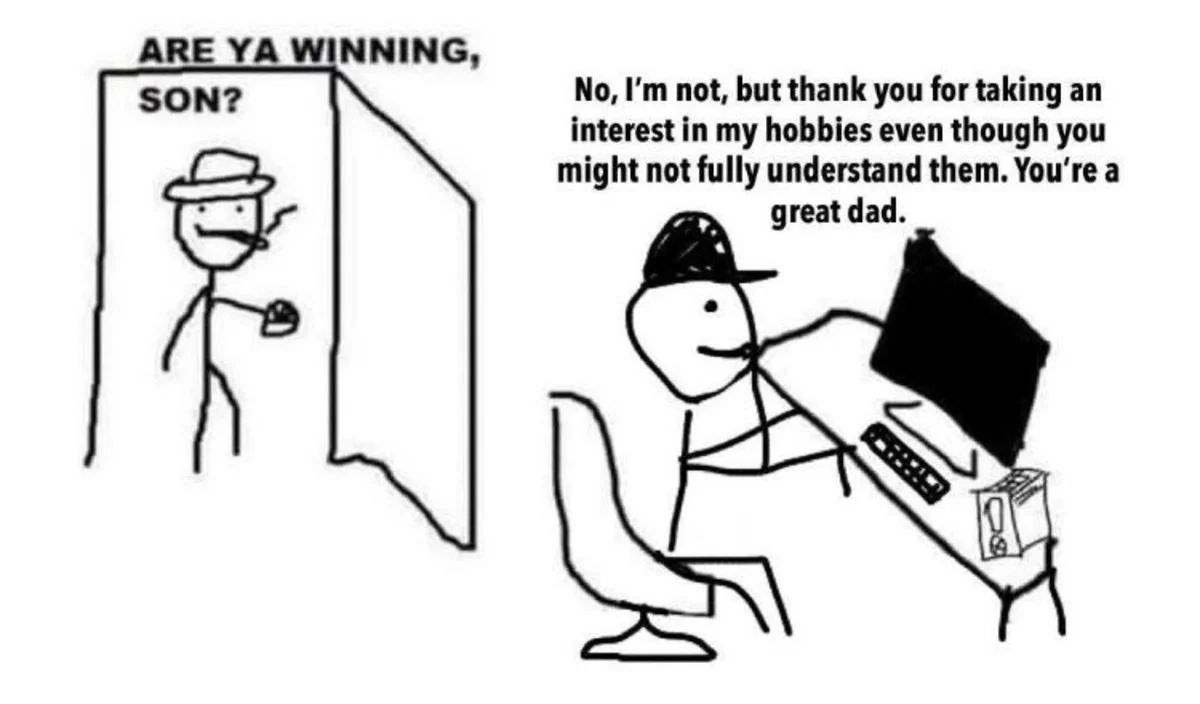 Are Ya Winning Son? — MS Paint comic with touching son response about parental support.