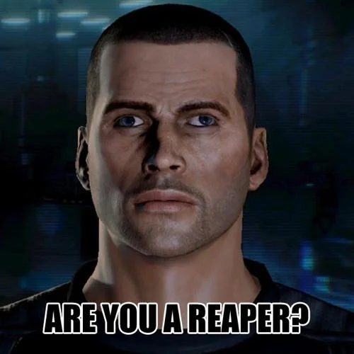 Are You A Wizard — Commander Shepard from Mass Effect captioned ARE YOU A REAPER