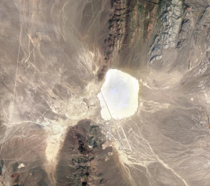 Satellite aerial view of Area 51 facility in the Nevada desert