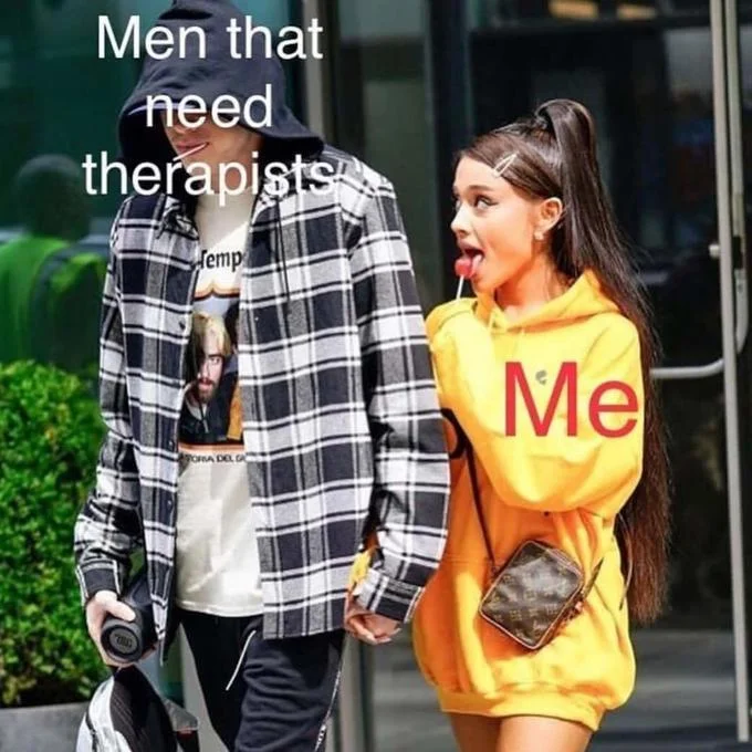 Ariana Grande Licking A Lollipop — Men who need therapists meme using Ariana Grande lollipop image