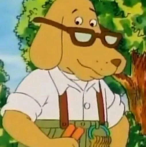 Mr. Ratburn character from Arthur wearing glasses and suspenders