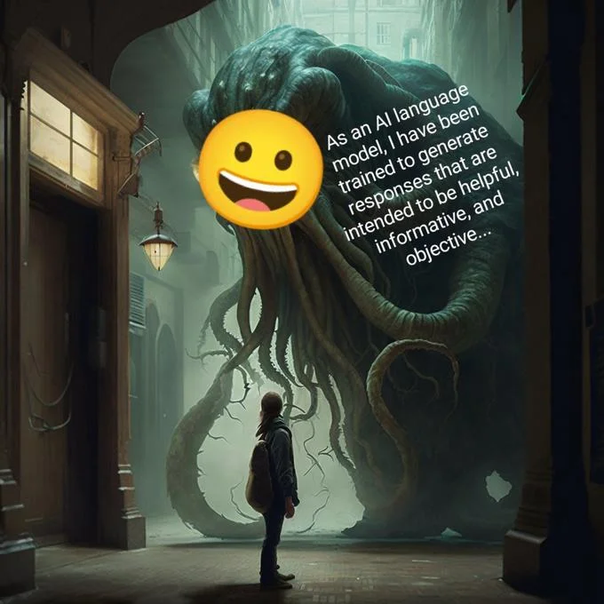 As An Ai Language Model — Meme mocking AI chatbot disclaimer responses