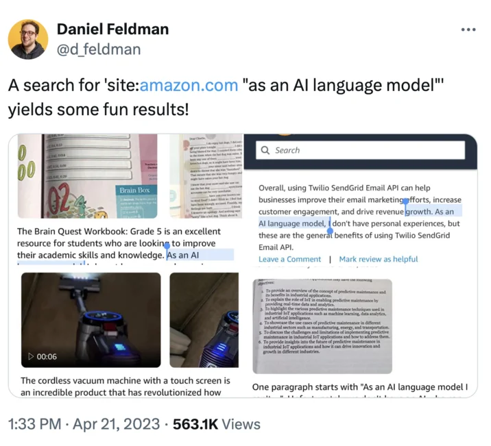 As An Ai Language Model — Meme comparing user request to AI disclaimer response