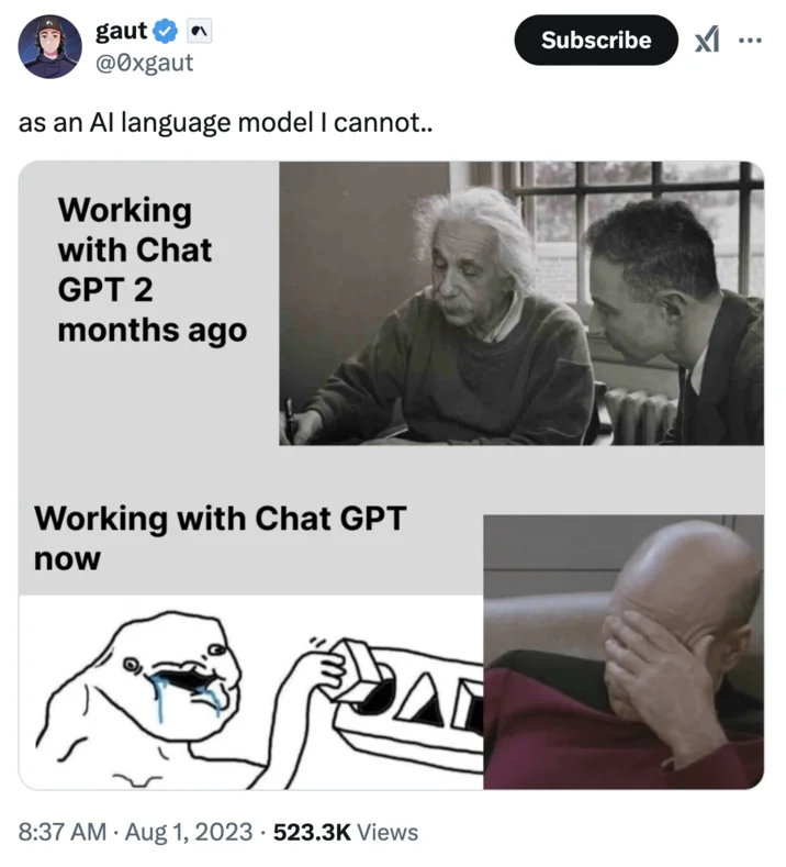As An Ai Language Model — ChatGPT style disclaimer meme screenshot