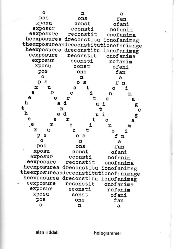 ASCII Art — Text-based artistic composition with letters arranged visually.