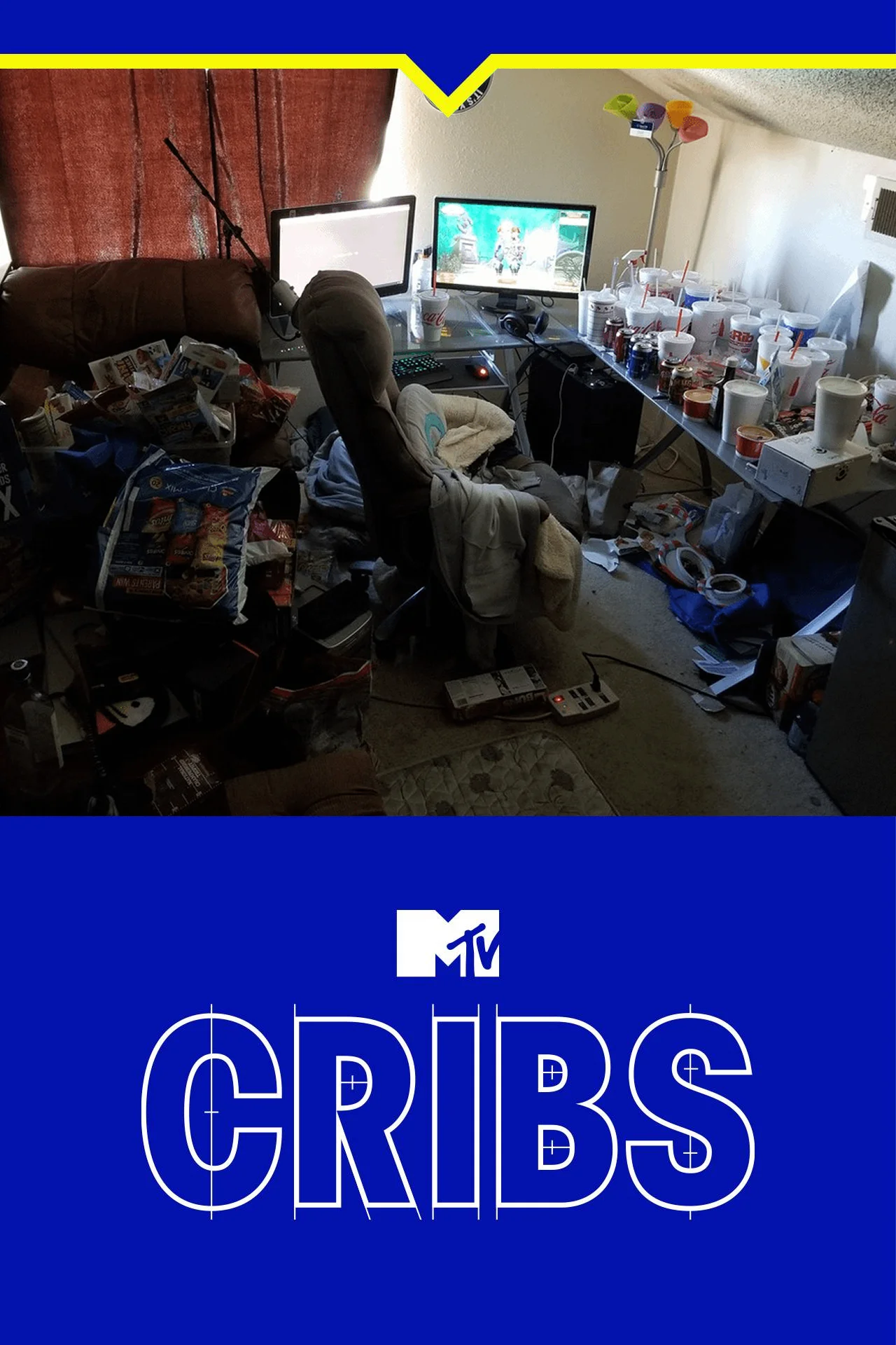 Asmongold's Bedroom — MTV Cribs parody poster featuring Asmongold's messy bedroom
