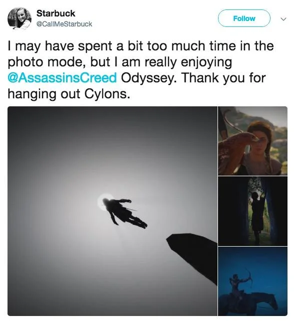 Assassins Creed Odyssey — Tweet by Starbuck sharing Assassin's Creed Odyssey Photo Mode screenshots