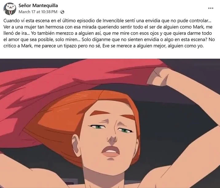 Atom Eve Undressing — Señor Mantequilla March 17 at 10:38 PM. → Cuando ví esta escena en el último episodio de Invencible sentí una envidia que no pude