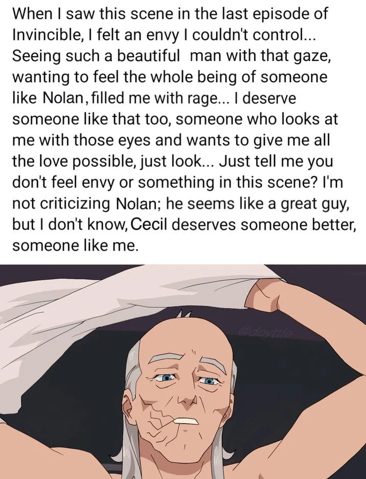 Atom Eve Undressing — When I saw this scene in the last episode of Invincible, I felt an envy I couldn't control... Seeing such a beautiful man with that gaze