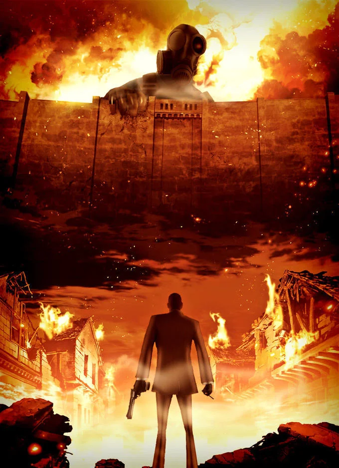 Attack On Titan Shingeki No Kyojin — Parody poster combining Attack on Titan composition with Hitman's Agent 47 characters