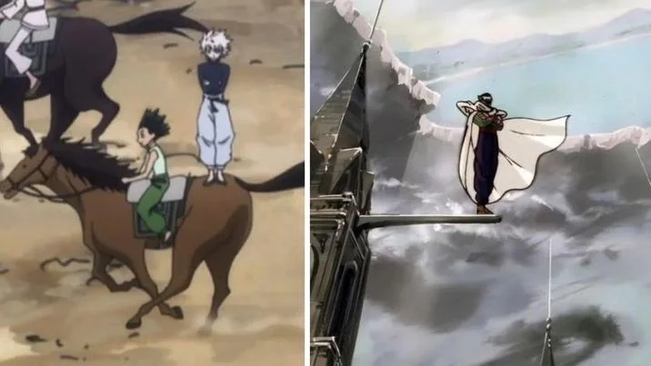 Aura Farming — Side-by-side comparison of anime characters striking dramatic powerful poses.