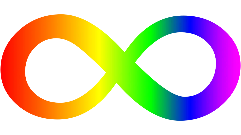 Rainbow gradient infinity symbol representing autism and the neurodiversity movement