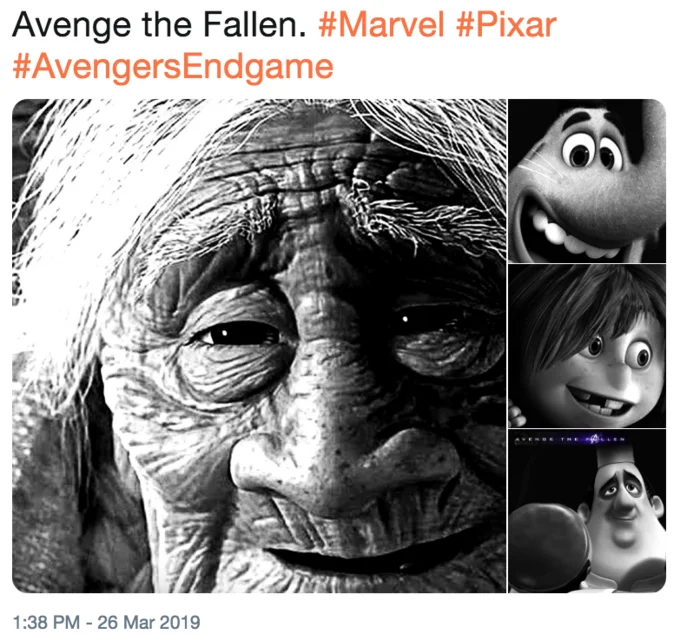 Avenge the Fallen Poster Parodies — Avenge the Fallen parody posters featuring deceased Pixar characters from Up and other films.