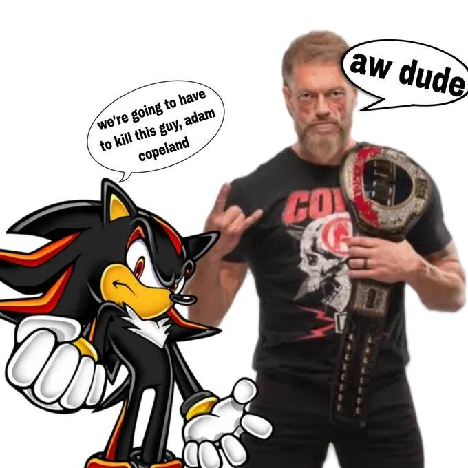 Aw, Dude — Shadow the Hedgehog and Adam Copeland dialogue meme with 'aw dude' punchline