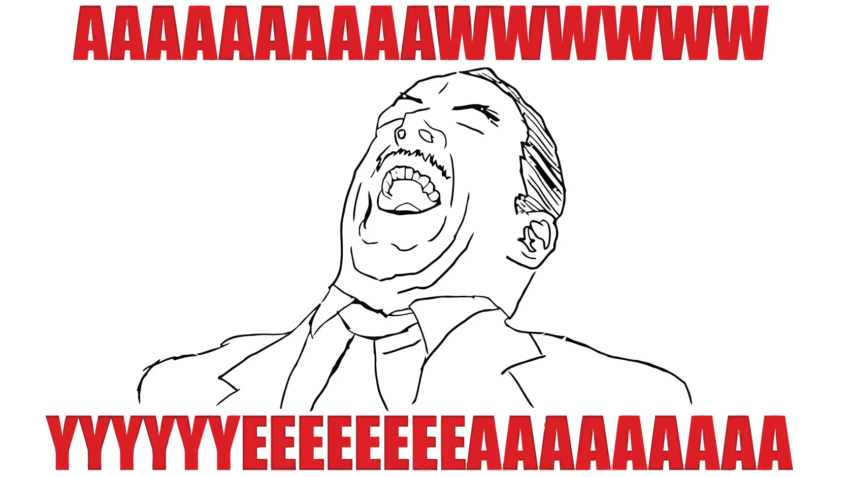 Aww Yea Guy rage comic face with red 'Aww Yeaaa' text above and below