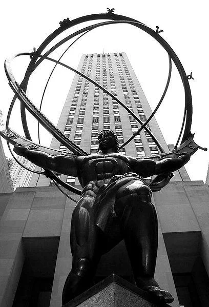 Ayn Rand — Atlas statue at Rockefeller Center holding a celestial sphere