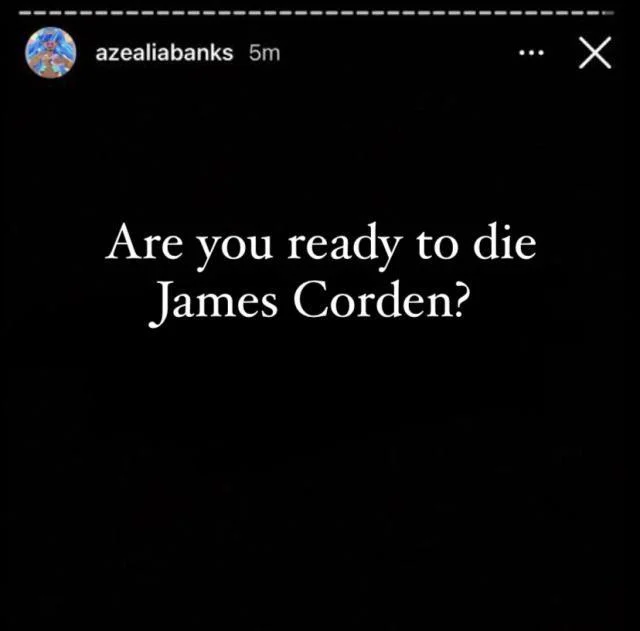 Azealia Banks "Are You Ready To Die?" — Black background with white text 'are you ready to die drake'