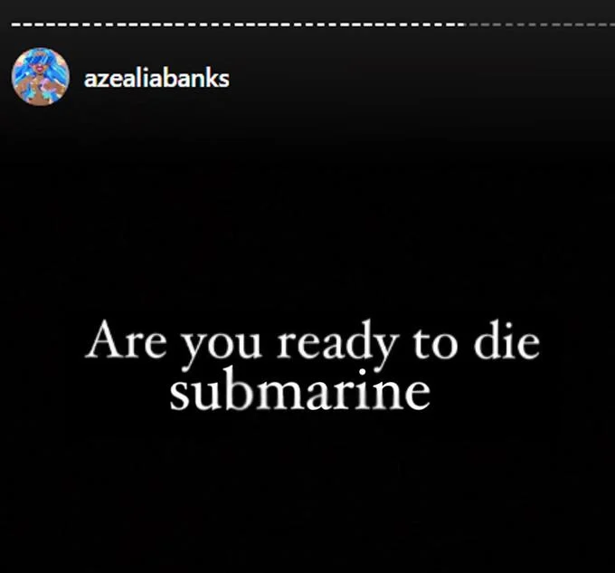 Azealia Banks "Are You Ready To Die?" — Black background with white text 'are you ready to die supreme court?'