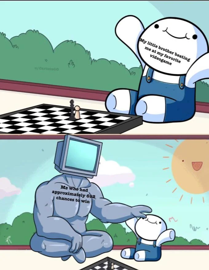 Baby Beats Computer At Chess — My little brother beating me at my favorite videogame a/CartoonoG Me who had approximately 692 chances to win