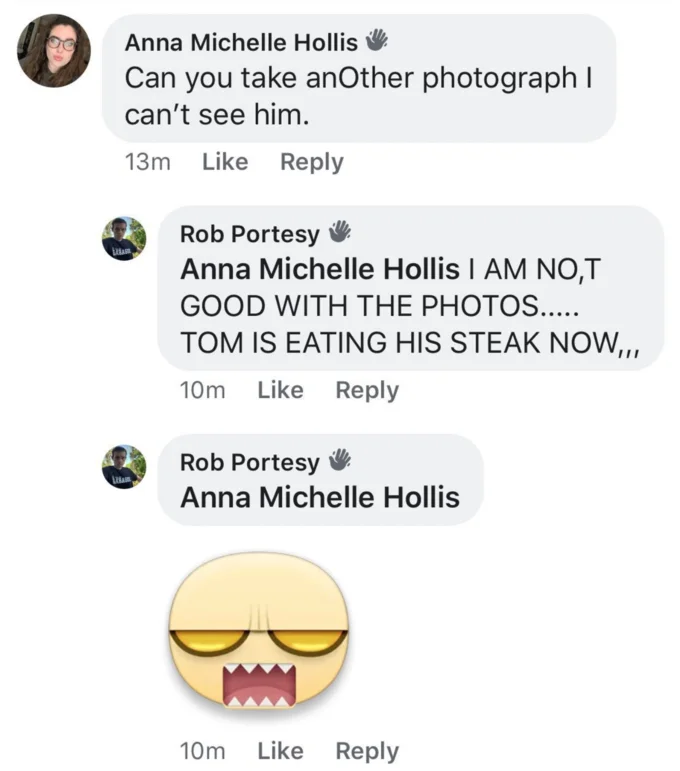 Baby Boomers — Facebook comment thread with users typing in all caps parodying boomer communication style