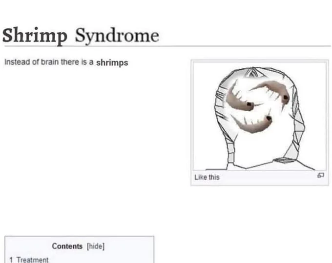 Bad Syndrome — Shrimp Syndrome meme with shrimps in place of the brain orb