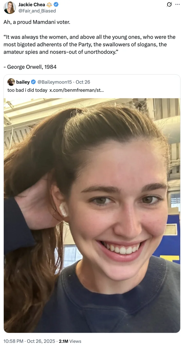 Bailey Moon Do Not Vote For Zohran Mamdani Too Bad I Did Today Quote Tweet — A "quote-tweet":https://knowyourmeme.com/memes/quote-retweets-qrts of Bailey