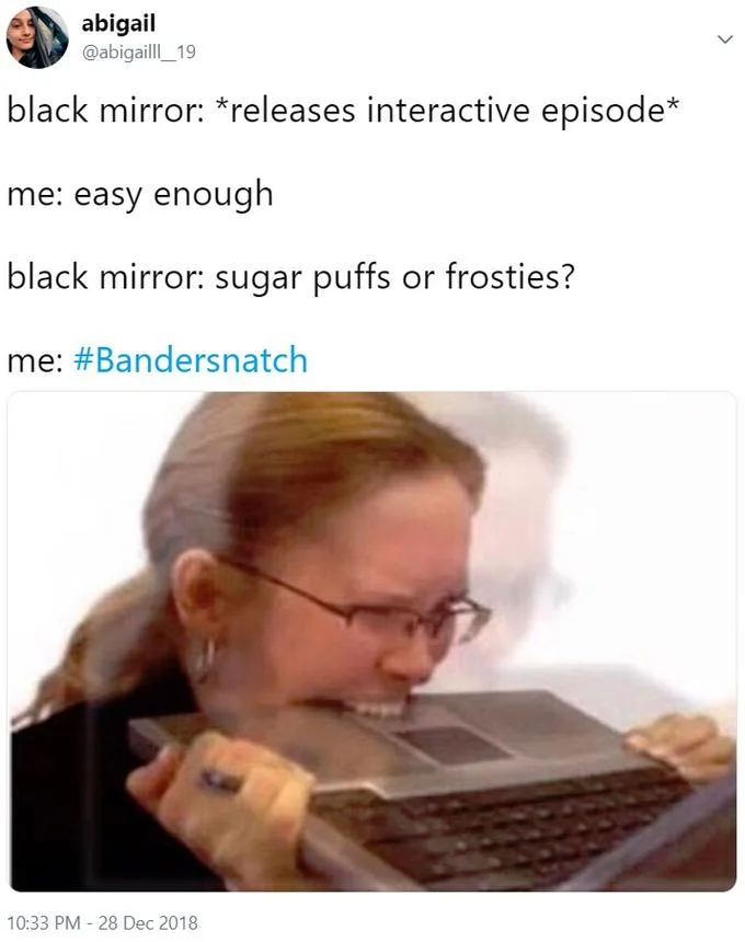 Who Would Win meme comparing Bandersnatch's Stefan Butler against a mouse cursor labeled one clicky boi