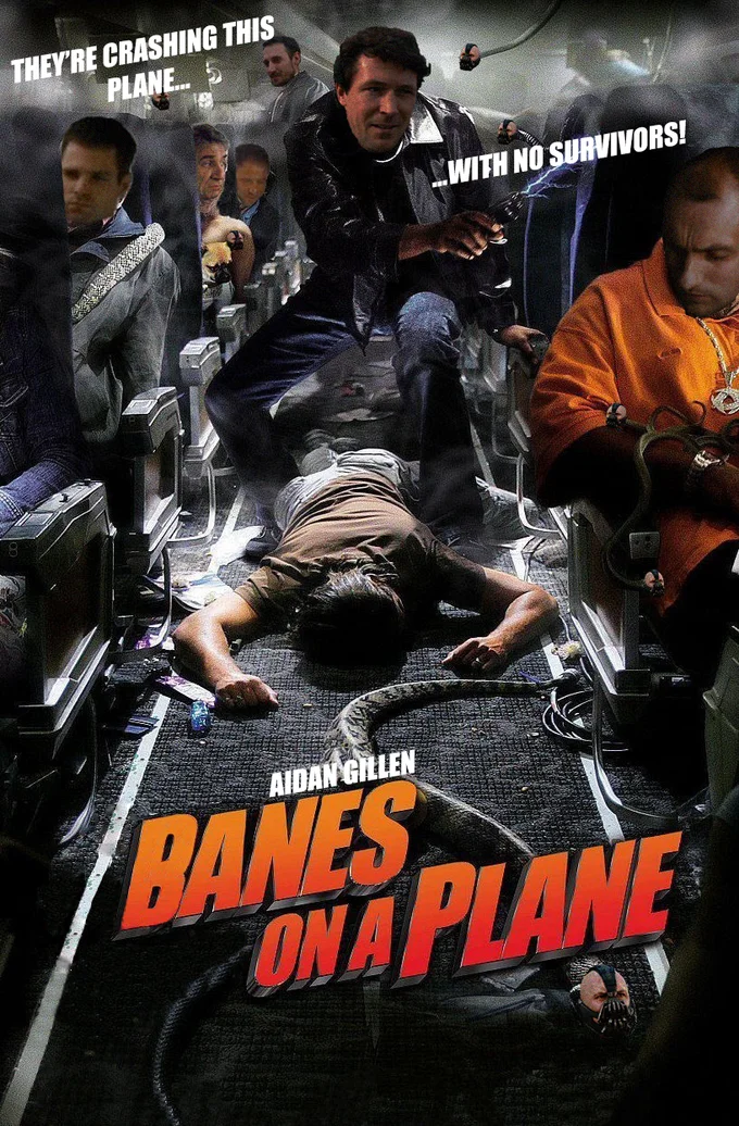 Baneposting — Two-panel TDKR with opening copypasta dialogue 'They're crashing this plane'.