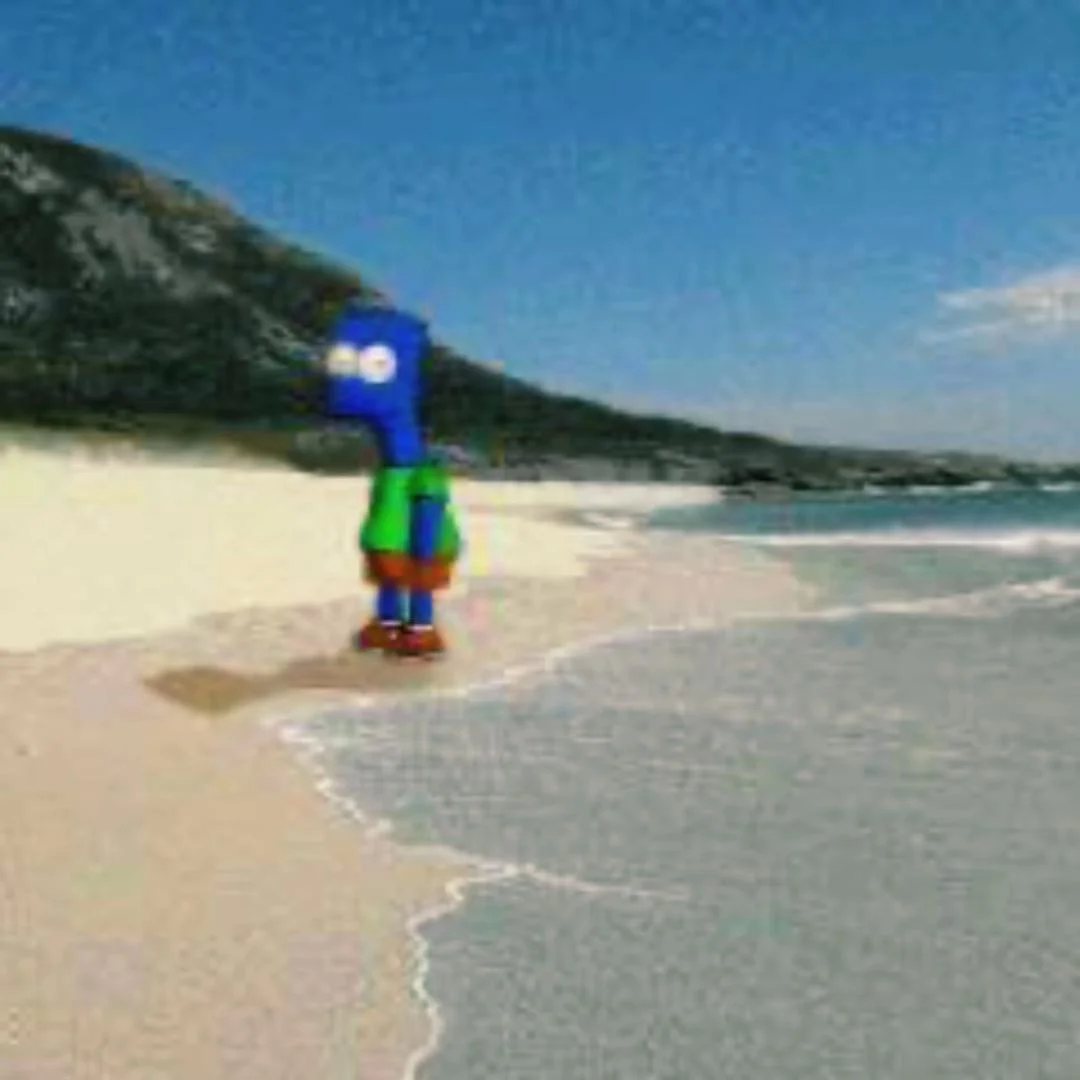 Barf Simmons Barf Symptons — Barf Symptons figure standing on a sandy beach shoreline