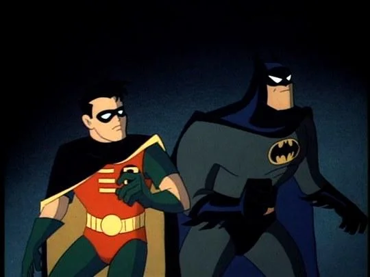 Batman and Robin in a still from Batman: The Animated Series