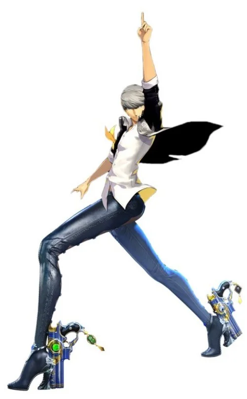 Chrom from Fire Emblem edited with Bayonetta's legs and pistol heels