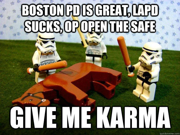 Beating A Dead Horse — LEGO Stormtroopers beating a broken LEGO horse with bats, karma-bait caption