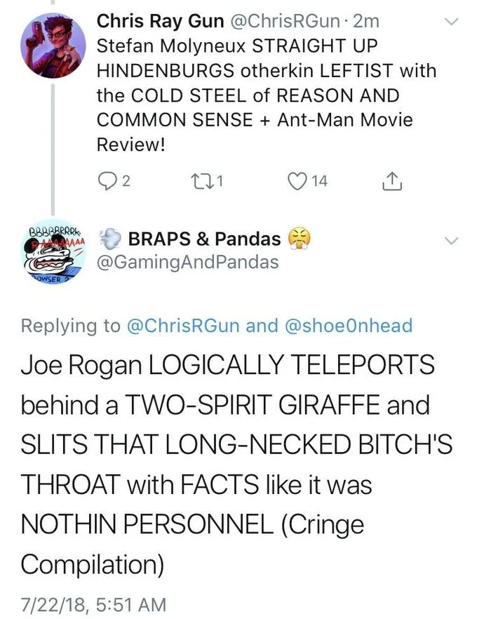 Ben Shapiro Destroys Liberals — Twitter screenshot parodying 'destroys with facts and logic' pundit clickbait rhetoric