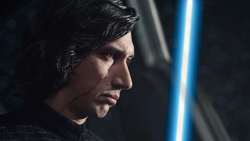 Ben Solo Challenge — Ben Solo profile shot from Rise of Skywalker with glowing blue lightsaber.