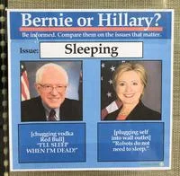 Bernie Sanders Dank Meme Stash — Campaign comparison poster contrasting positions on sleeping and rest.