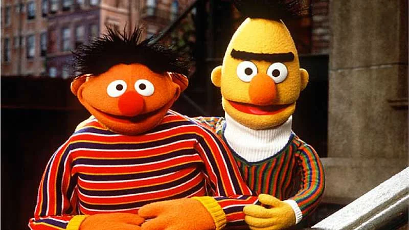 Bert And Ernie Sexual Orientation Controversy — Sesame Street Muppets Bert and Ernie posing together with Bert's arm around Ernie