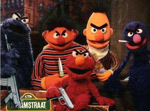 Bert is Evil — Sesame Street characters with manipulated angry evil faces