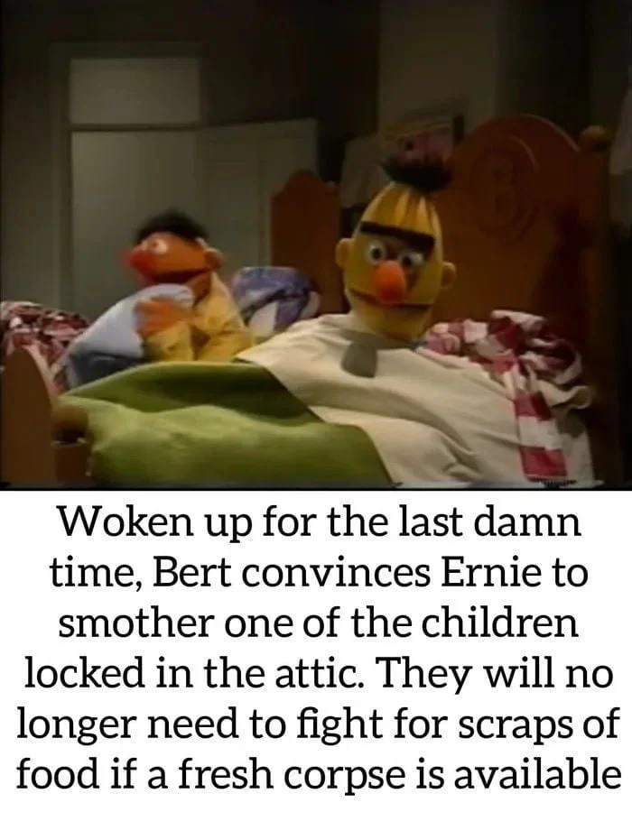 Bert is Evil — Bert and Ernie with dark sinister meme text overlay